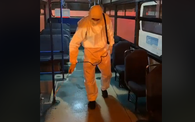 Bakıda avtobuslar dezinfeksiya edildi - Video